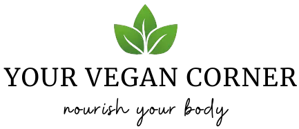 Logo of Your Vegan Corner featuring three green leaves symbolizing plant-based living and sustainability